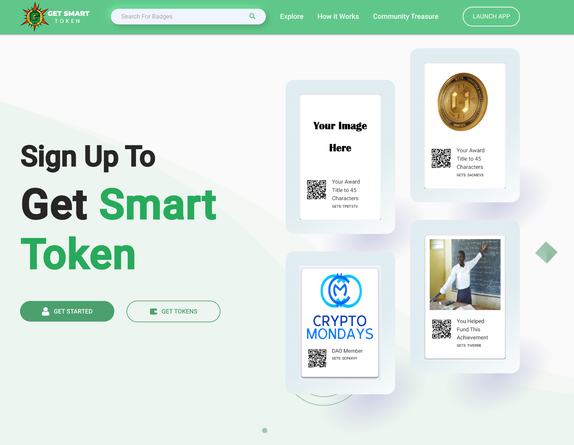 Get Smart Token sign-up page